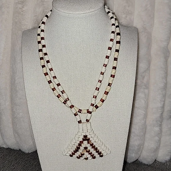 San Bushman Ostrich Shell Brown & Nut Necklace Namibia 18 Inch - Picture 5 of 5